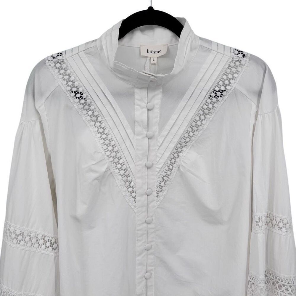 Bohme Long Sleeve‎ Button Front Shirt White Large NWT - Picture 3 of 10